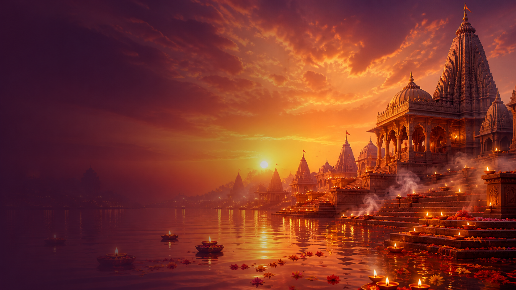 Temple at sacred sunrise